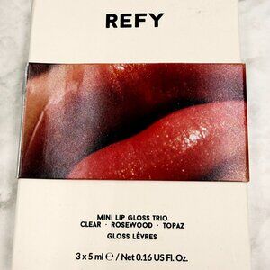 REFY MINI LIP GLOSS TRIO 5ml- CLEAR, ROSEWOOD, TOPAZ